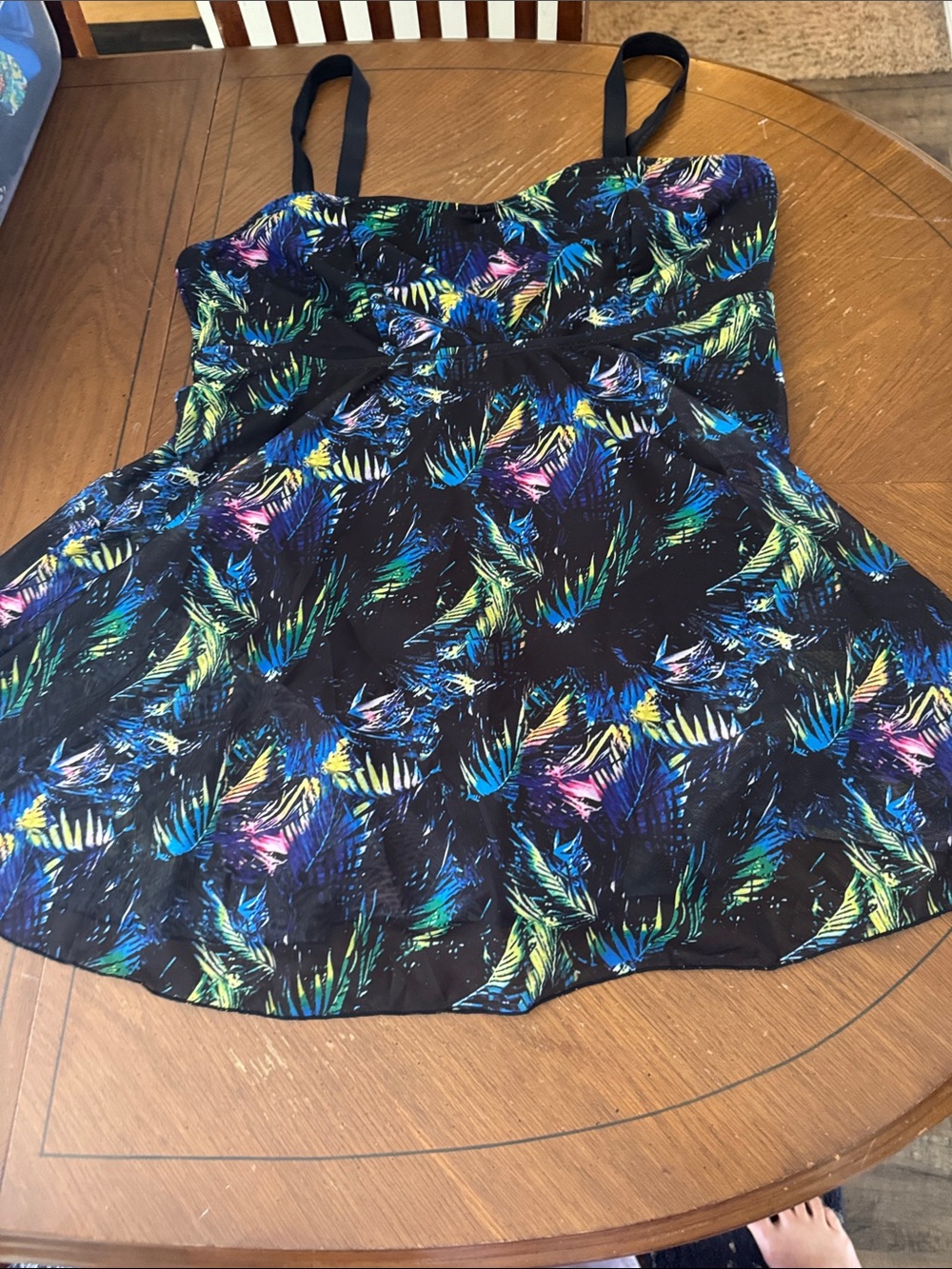 NWOT Bloomchic Tropical Print Green Pink Blue Floral Swimsuit Dress 22-24/3X